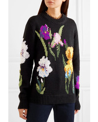 Dolce & Gabbana Embroidered Floral Intarsia Wool Sweater