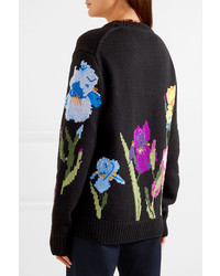 Dolce & Gabbana Embroidered Floral Intarsia Wool Sweater