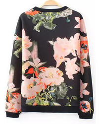 Floral Print Black Sweatshirt