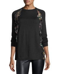 RED Valentino Redvalentino Wool Sweater W Floral Print Ruffle