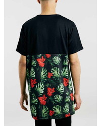 Bronx Black Floral Longline T Shirt