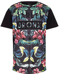 River Island Black Floral Mesh Harlem Print T Shirt