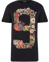 River Island Black No9 Floral Print T Shirt