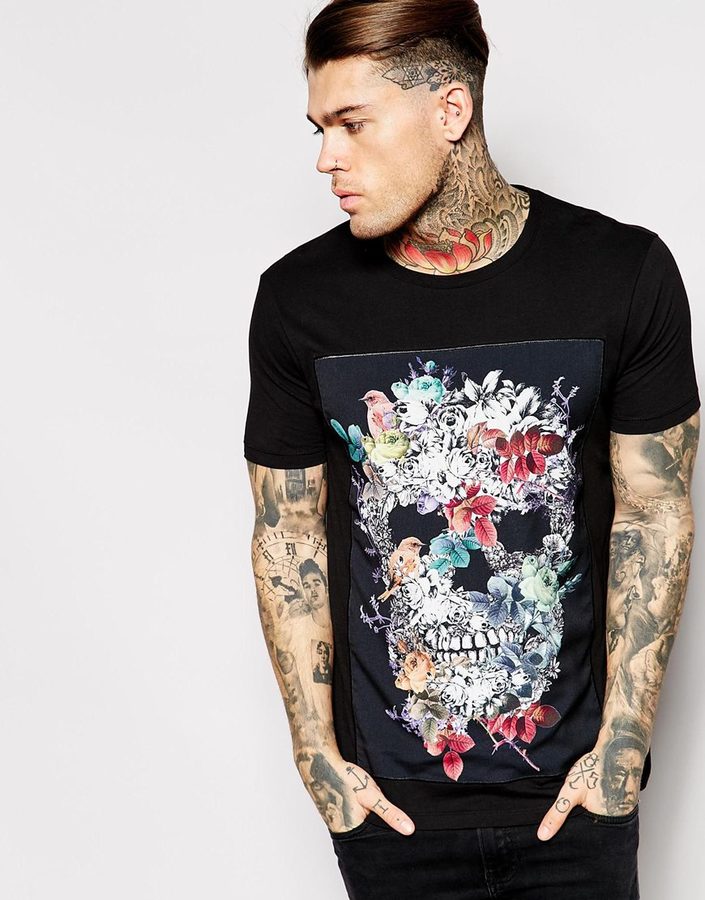 floral skull t shirt