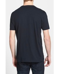 Topman Embossed Faux Leather Panel Crewneck T Shirt