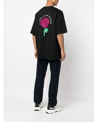 VERSACE JEANS COUTURE Floral Embroidered Cotton T Shirt