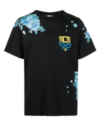 MCM Floral Print Embroidered Logo T Shirt