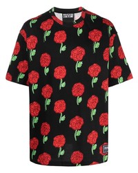 VERSACE JEANS COUTURE Floral Print Short Sleeved Cotton T Shirt