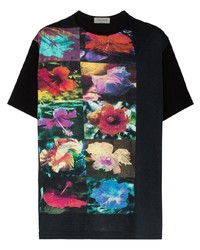 Yohji Yamamoto Floral Print Short Sleeved T Shirt