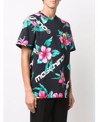 Moschino Hibiscus Logo Print Cotton T Shirt