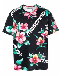 Moschino Hibiscus Logo Print Cotton T Shirt