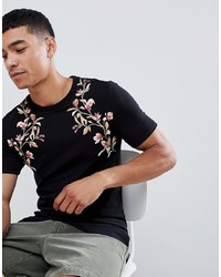 ASOS DESIGN Muscle Fit T Shirt With Floral Yoke Print