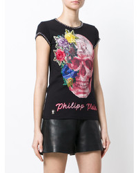 Philipp Plein Studded Skull Print T Shirt