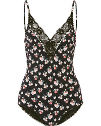 Stella McCartney Vintage Floral Crochet Trimmed Printed Swimsuit Black