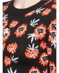 Helen Lee Floral Wool Cashmere Blend Knit Sweater
