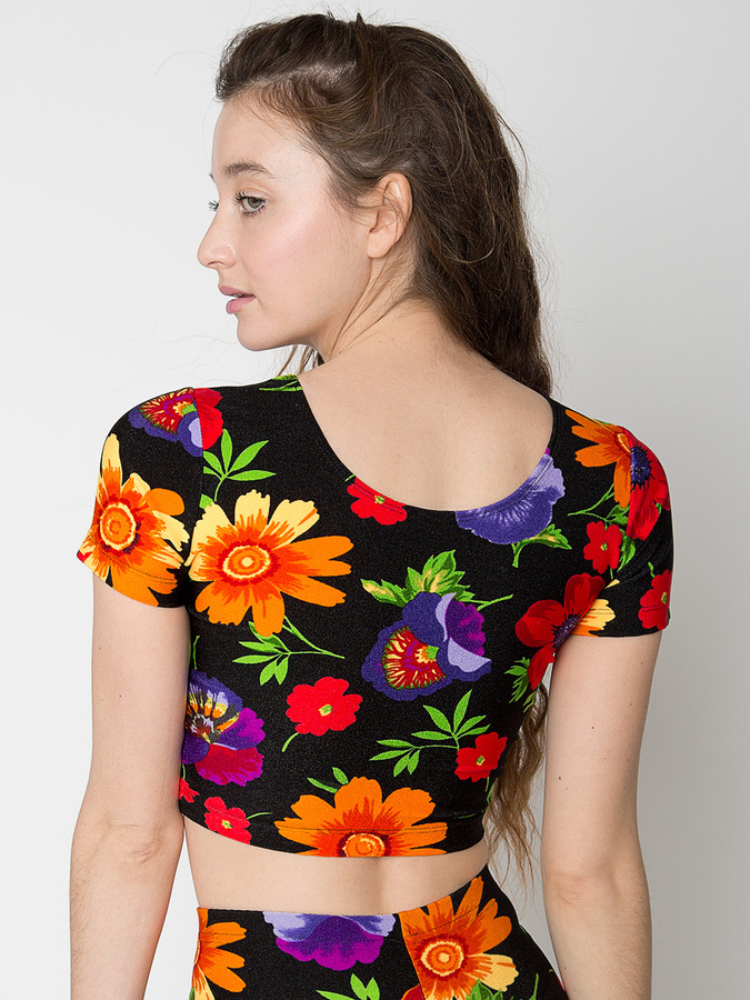 American Apparel Floral Print Short Sleeve Crop Top 36 American Apparel Lookastic