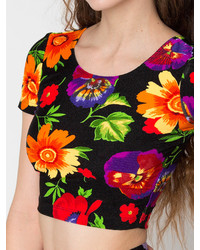 American Apparel Floral Print Short Sleeve Crop Top, $36