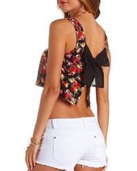Charlotte Russe Bow Back Floral Dreamer Graphic Crop Top