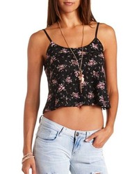 Charlotte Russe Floral Print Lace Swing Crop Top