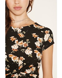 Forever 21 Floral Twist Front Crop Top