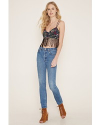 Forever 21 Fringed Floral Cropped Cami