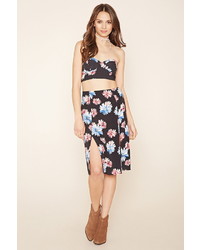 Forever 21 Strapless Floral Crop Top