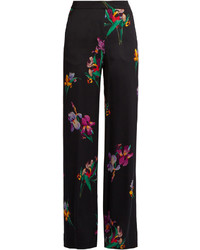 Etro Floral Print Wide Leg Satin Trousers