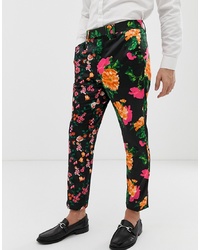 ASOS DESIGN Skinny Suit Trousers In Cut And Sew Black Floral