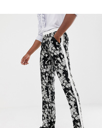 ASOS Edition Tall Slim Tuxedo Suit Trousers In Monochrome Floral Jacquard