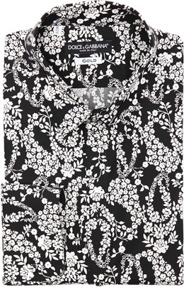 black and white floral dress shirt