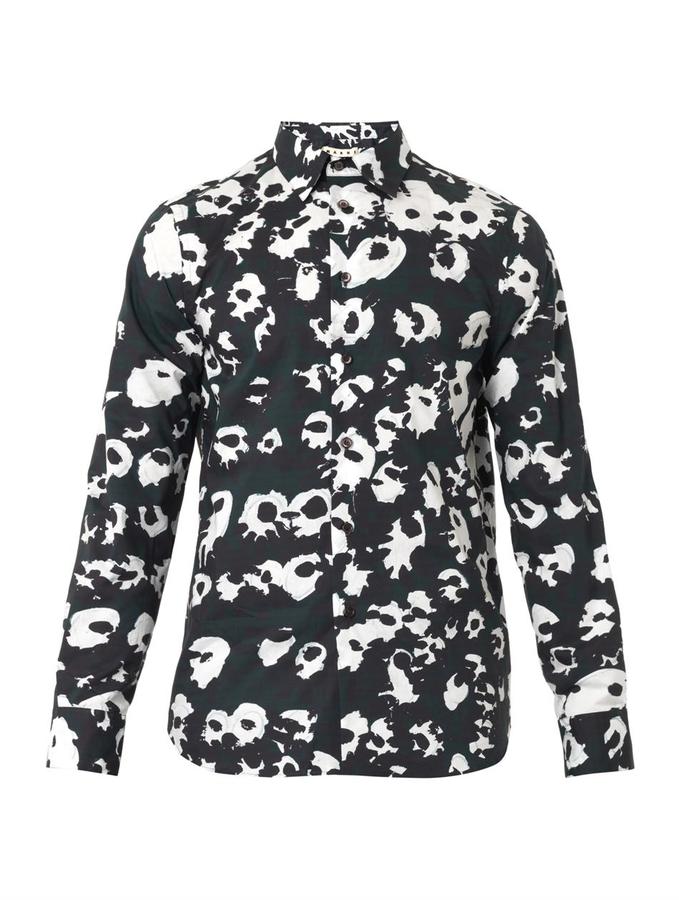 black and white floral dress shirt