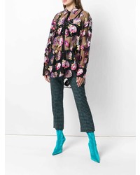 MSGM Sheer Floral Embroidered Shirt