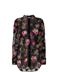 MSGM Sheer Floral Embroidered Shirt