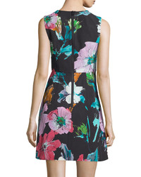 Milly Coco Paper Floral Print Dress Black