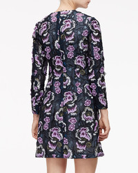 Wes Gordon Floral Embroidered Slit A Line Dress