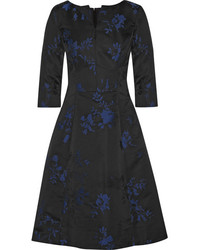 Oscar de la Renta Floral Jacquard Dress Black