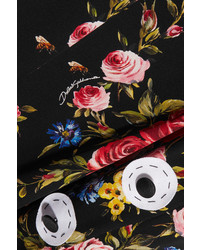 Dolce & Gabbana Floral Print Silk Blend Charmeuse Dress Black