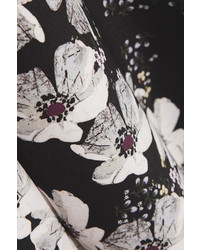 Erdem Jana Floral Print Stretch Crepe Dress Black