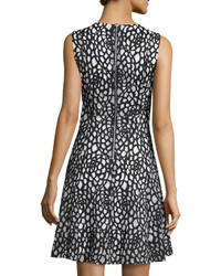 Karl Lagerfeld Laser Cut Floral Print Dress Noir