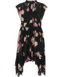 Ulla Johnson Luisa Floral Print Silk Georgette Mini Dress Black