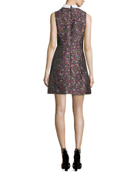 Kate Spade New York Collared Sleeveless Floral Jacquard Mini Dress