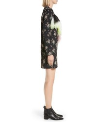 MSGM Ostrich Feather Trim Floral Print Dress
