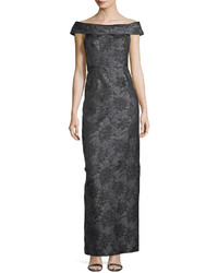 Karl Lagerfeld Floral Jacquard Off The Shoulder Column Gown