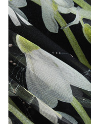 Matthew Williamson Floral Print Pleated Silk Chiffon Gown