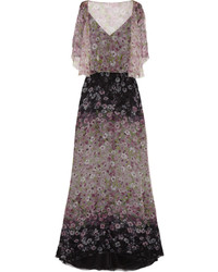 Valentino Floral Print Silk Chiffon Gown