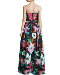 Milly Floral Sweetheart Ball Gown Black