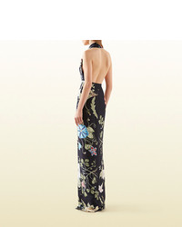 Gucci Flora Knight Print Silk Gown