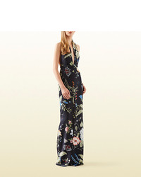 Gucci Flora Knight Print Silk Gown