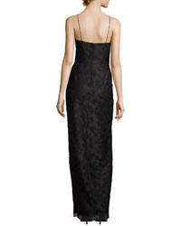 Aidan Mattox Sleeveless Floral Column Gown Black