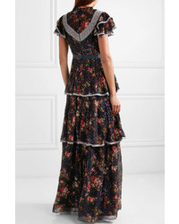 Needle & Thread Winter Forest Broderie Med Printed Fil Coup Chiffon Gown